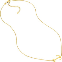 Olas d'Oro - 14K Yellow Gold Sideways Anchor Pendant Necklace - Adjustable with Lobster Clasp, 2.66 Grams