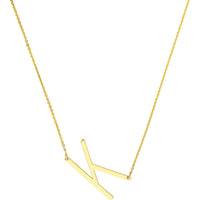 Olas d'Oro - 14K Yellow Gold Sideways Block Initial Pendant Necklace