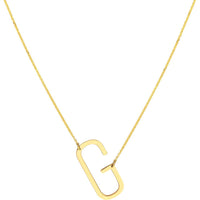 Olas d'Oro - 14K Yellow Gold Sideways Block Initial Pendant Necklace