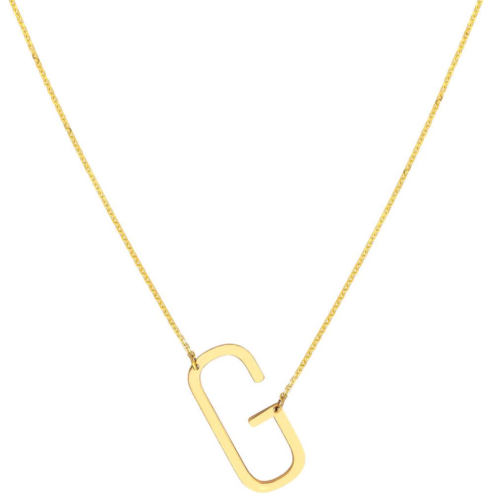 Olas d'Oro - 14K Yellow Gold Sideways Block Initial Pendant Necklace