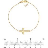 Olas d'Oro - 14K Yellow Gold Sideways Cross Adjustable Bracelet - Elegant Faith Jewelry