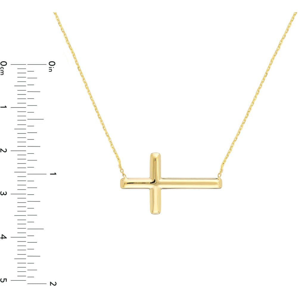 Olas d'Oro - 14K Yellow Gold Sideways Cross Adjustable Necklace  2.29g