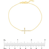 Olas d'Oro - 14K Yellow Gold Sideways Cross Bracelet with 1/6 Carat Diamond