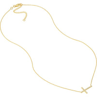 Olas d'Oro - 14K Yellow Gold Sideways Cross Necklace with 1/5 Total Carat Weight Diamonds