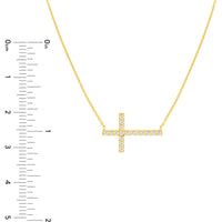 Olas d'Oro - 14K Yellow Gold Sideways Cross Necklace with 1/5 Total Carat Weight Diamonds