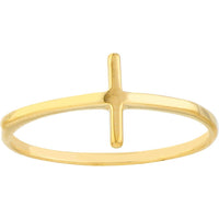 Olas d'Oro - 14K Yellow Gold Sideways Cross Ring - Size 6