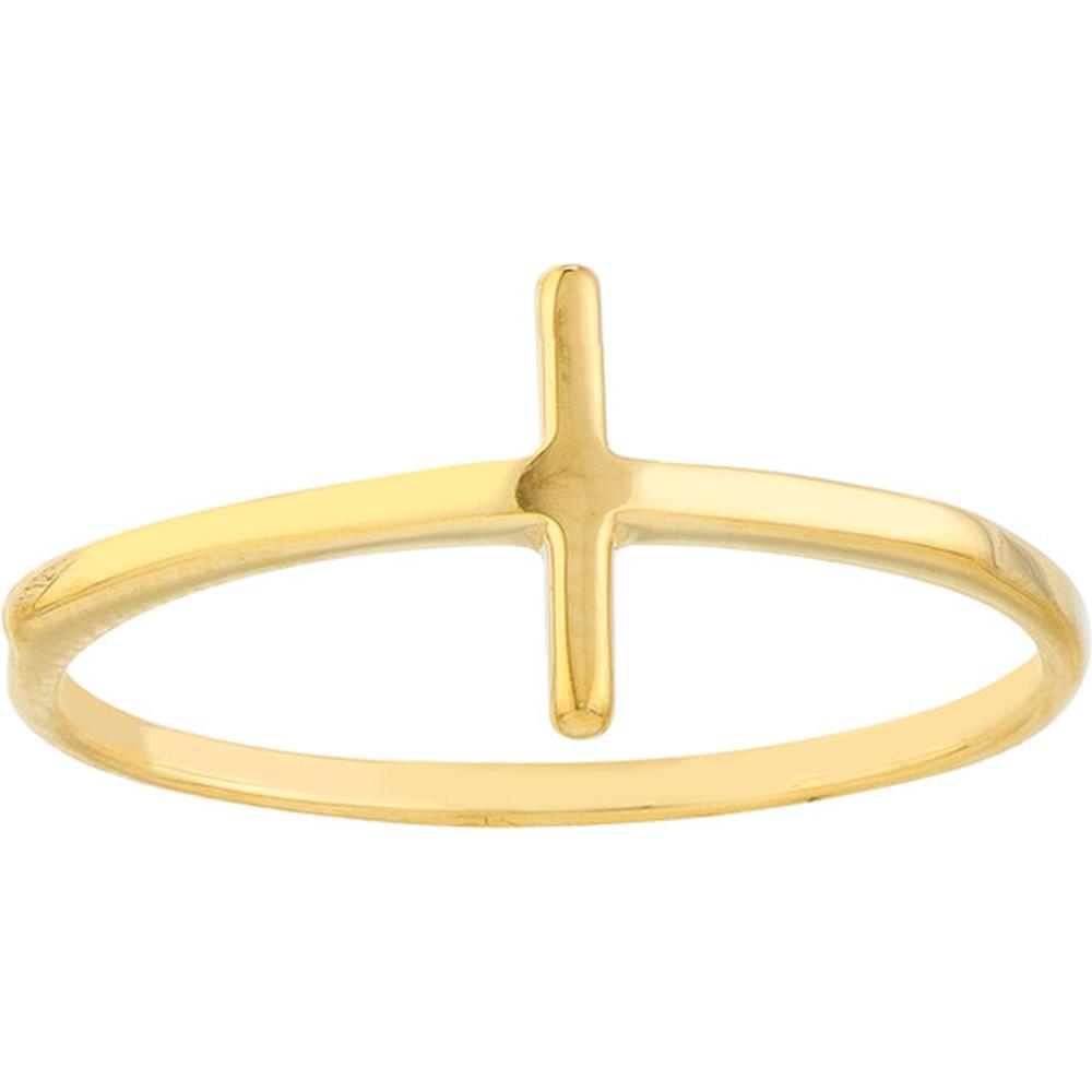 Olas d'Oro - 14K Yellow Gold Sideways Cross Ring - Size 6