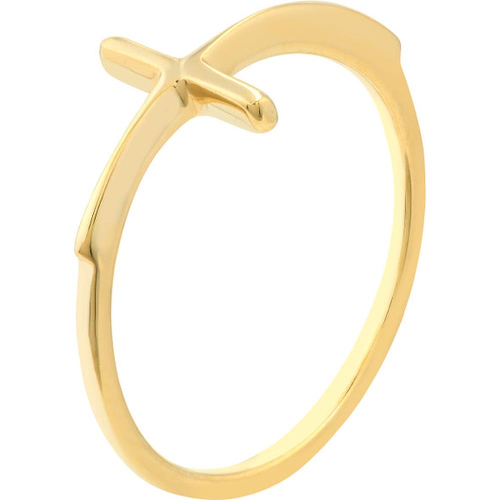 Olas d'Oro - 14K Yellow Gold Sideways Cross Ring - Size 8