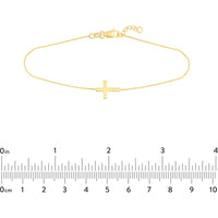 Olas d'Oro - 14K Yellow Gold Sideways Mini Cross Adjustable Bracelet - 1.04 Grams Average Weight