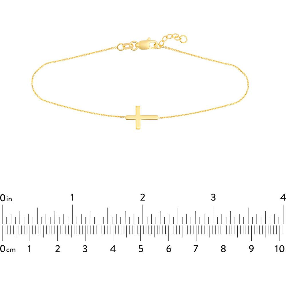 Olas d'Oro - 14K Yellow Gold Sideways Mini Cross Adjustable Bracelet - 1.04 Grams Average Weight