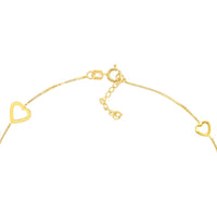 Olas d'Oro - 14K Yellow Gold Sideways Open Hearts Adjustable Anklet with Box Chain