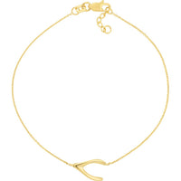 Olas d'Oro - 14K Yellow Gold Sideways Wishbone Adjustable Bracelet