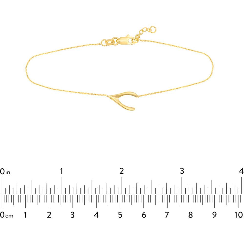 Olas d'Oro - 14K Yellow Gold Sideways Wishbone Adjustable Bracelet
