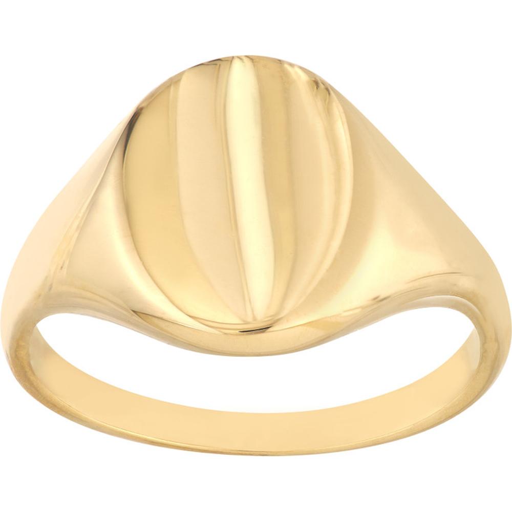 Olas d'Oro - 14K Yellow Gold Signet Mini Oval Ring - Size 8 - 3.30 Grams