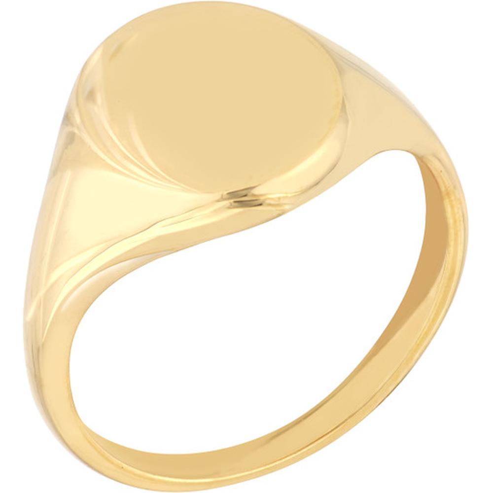 Olas d'Oro - 14K Yellow Gold Signet Mini Oval Ring - Size 8 - 3.30 Grams