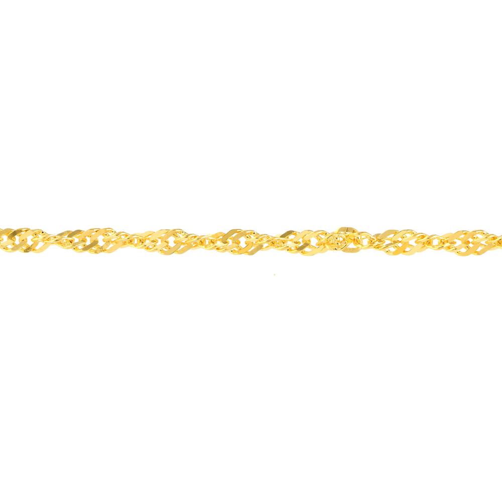 Olas d'Oro - 14K Yellow Gold Singapore Chain Adjustable Anklet - 9-10 Inches Length
