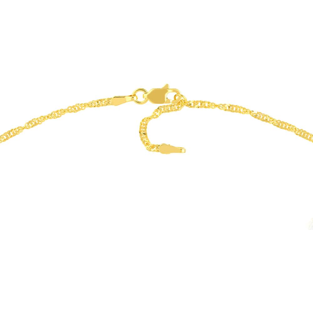 Olas d'Oro - 14K Yellow Gold Singapore Chain Adjustable Anklet - 9-10 Inches Length