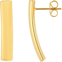 Olas d'Oro - 14K Yellow Gold Sleek Bar Stud Earrings - 1.70 Grams Weight