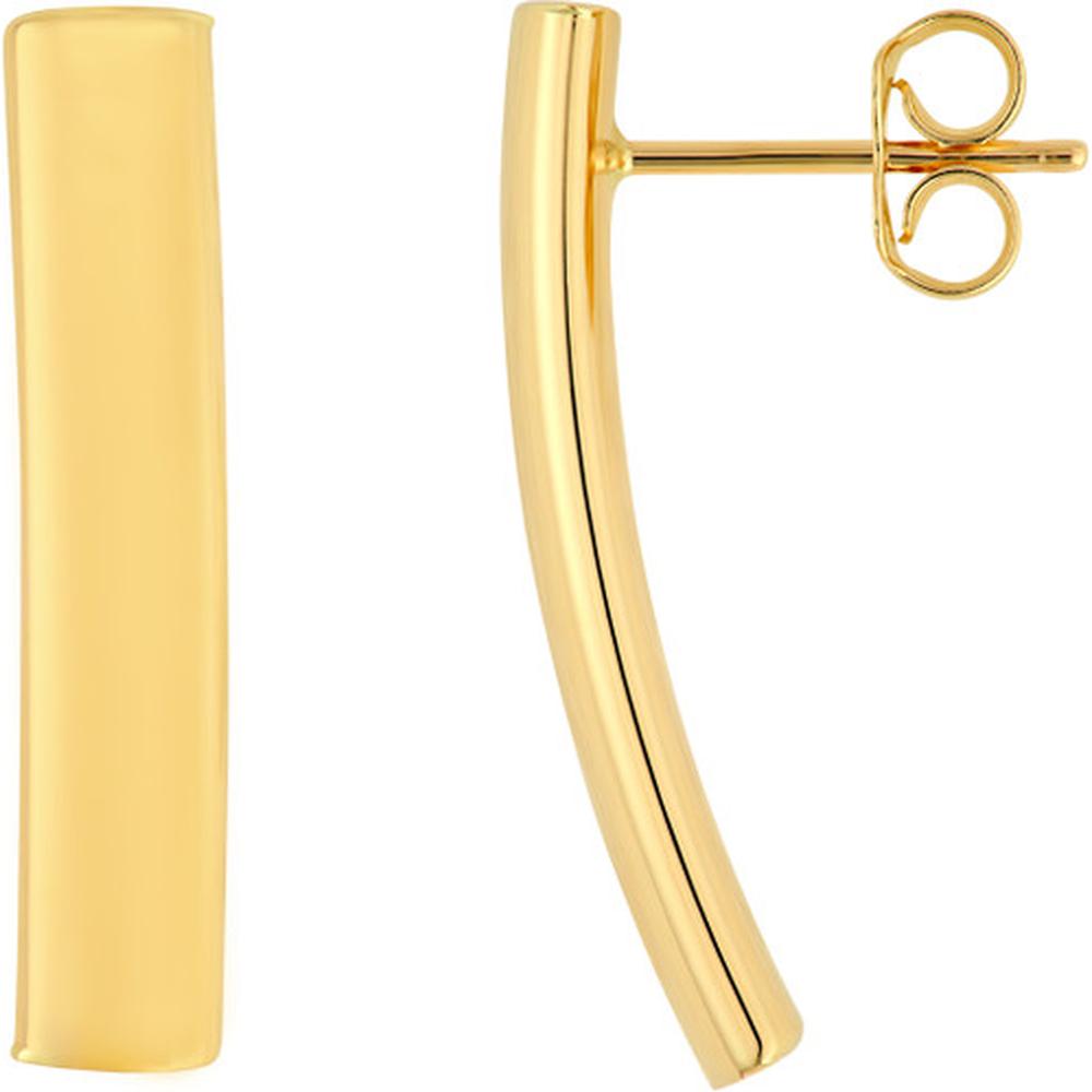 Olas d'Oro - 14K Yellow Gold Sleek Bar Stud Earrings - 1.70 Grams Weight