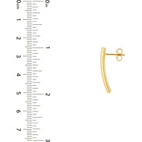 Olas d'Oro - 14K Yellow Gold Sleek Bar Stud Earrings - 1.70 Grams Weight