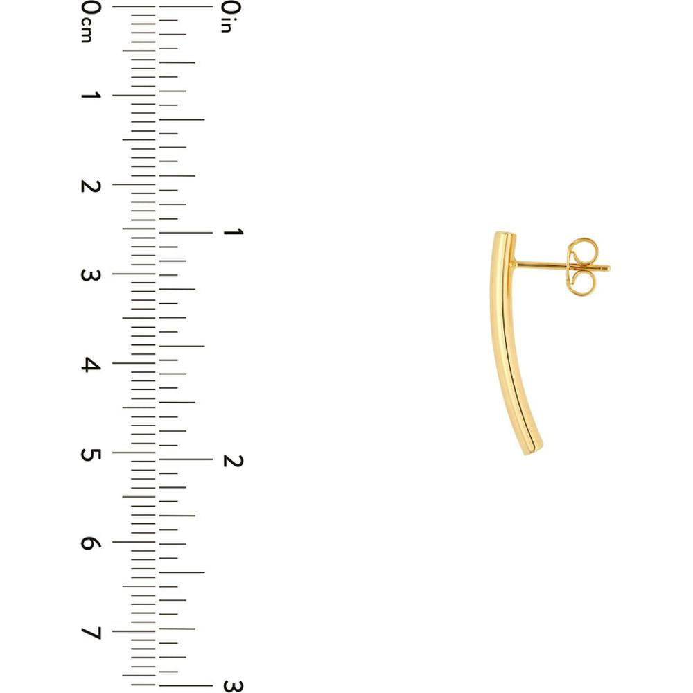 Olas d'Oro - 14K Yellow Gold Sleek Bar Stud Earrings - 1.70 Grams Weight