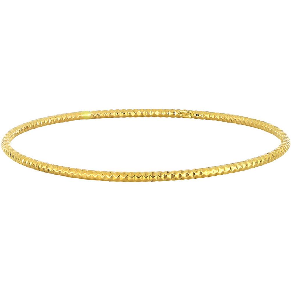 Olas d'Oro - 14K Yellow Gold Slip-On Textured Tube Bangle 2.90 Grams Total Weight