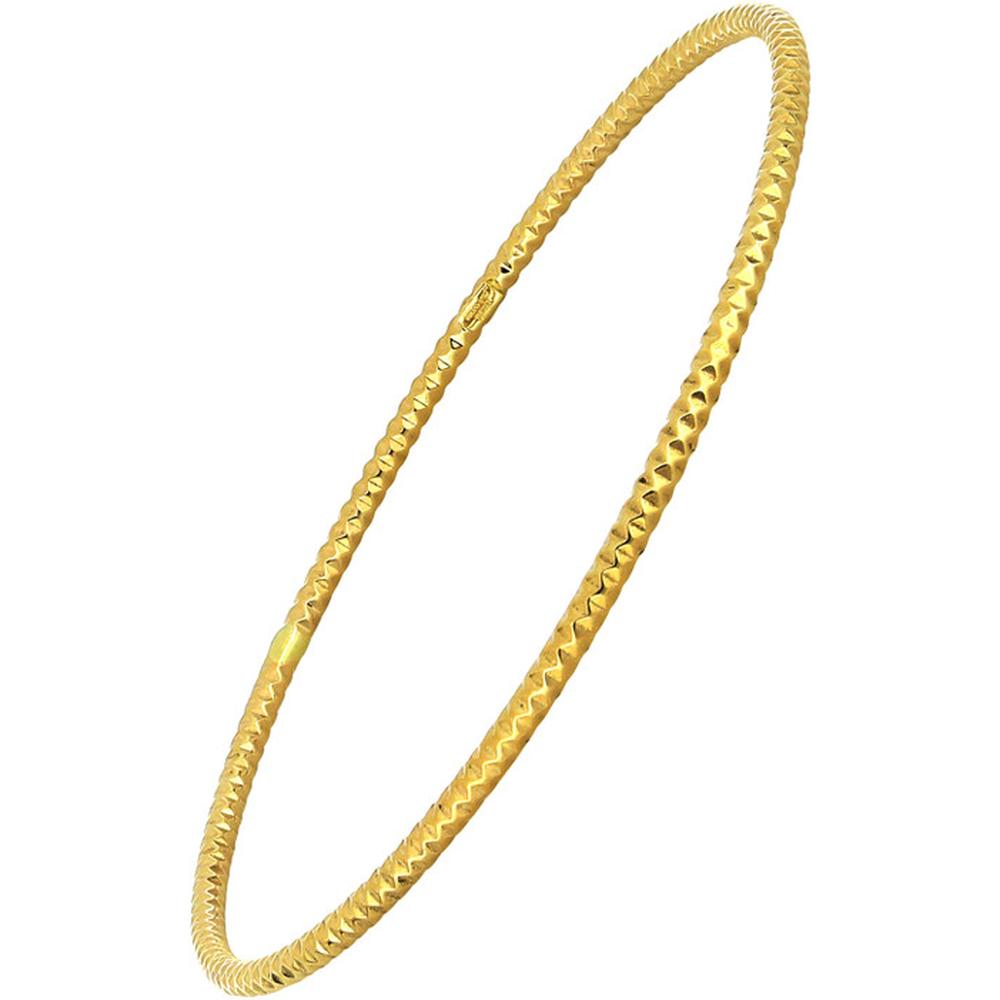 Olas d'Oro - 14K Yellow Gold Slip-On Textured Tube Bangle 2.90 Grams Total Weight