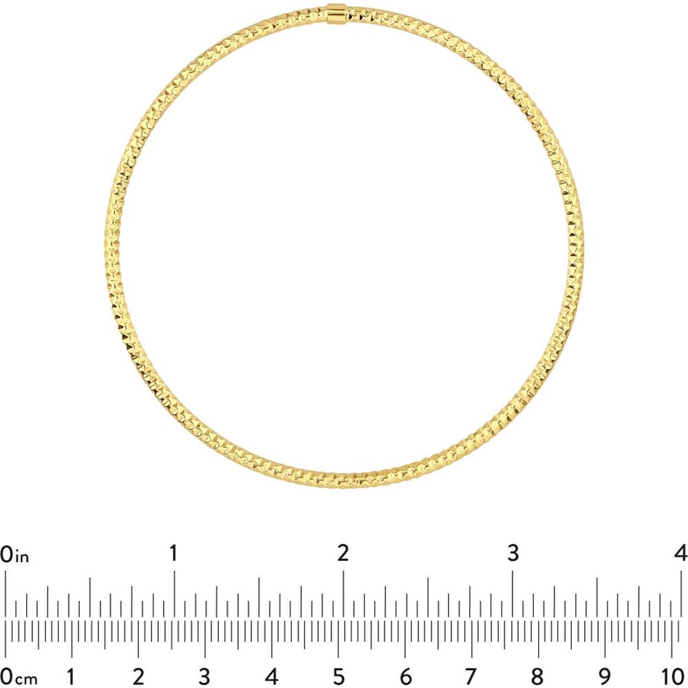 Olas d'Oro - 14K Yellow Gold Slip-On Textured Tube Bangle 2.90 Grams Total Weight