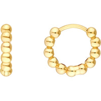 Olas d'Oro - 14K Yellow Gold Small Beaded Huggie Earrings