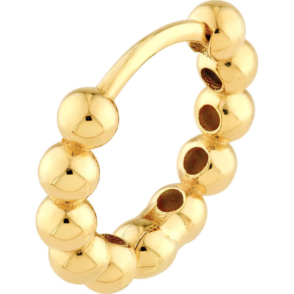 Olas d'Oro - 14K Yellow Gold Small Beaded Huggie Earrings