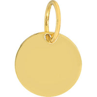 Olas d'Oro - 14K Yellow Gold Small Disk Engravable Charm - 0.90 Grams