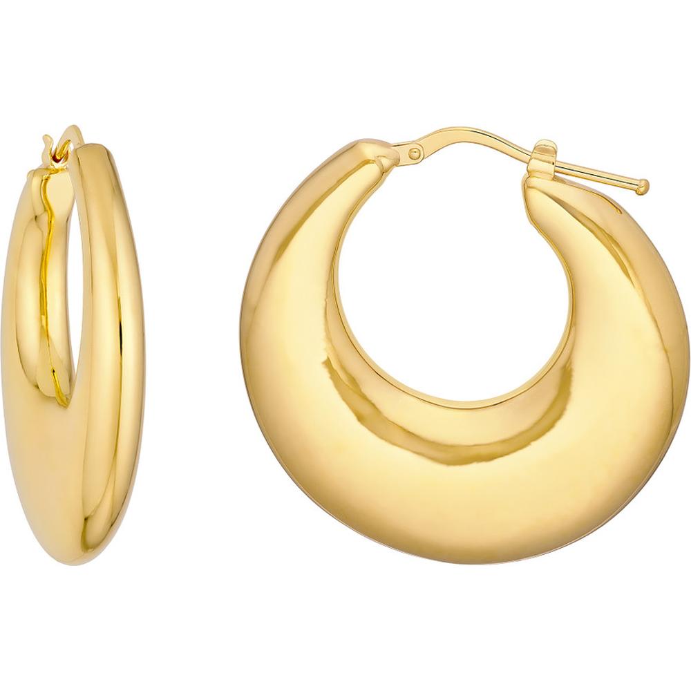Olas d'Oro - 14K Yellow Gold Small Graduated Puffed Hoop Earrings - 4.90 Grams