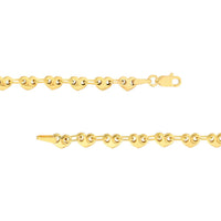 Olas d'Oro - 14K Yellow Gold Small Heart Link Chain Bracelet - 7.25" Length, Solid Gold