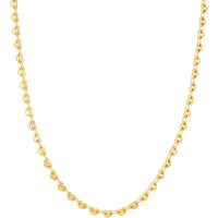 Olas d'Oro - 14K Yellow Gold Small Heart Link Chain Necklace - 18" Length, 12.33 Grams