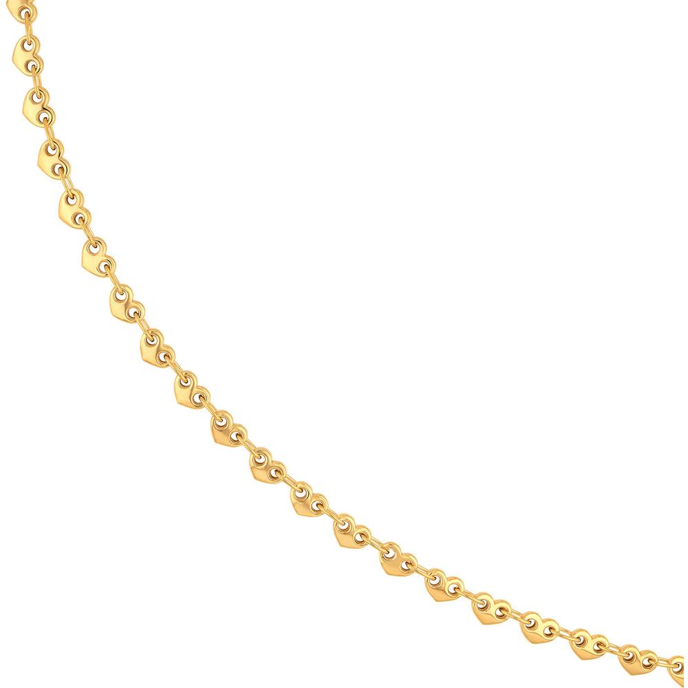 Olas d'Oro - 14K Yellow Gold Small Heart Link Chain Necklace - 18" Length, 12.33 Grams