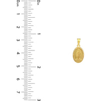 Olas d'Oro - 14K Yellow Gold Small Oval Blessed Mary Medal - Faithful Religious Pendant