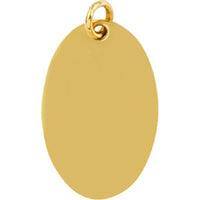 Olas d'Oro - 14K Yellow Gold Small Oval Engravable Charm - 1.65g
