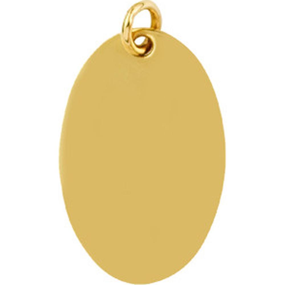 Olas d'Oro - 14K Yellow Gold Small Oval Engravable Charm - 1.65g
