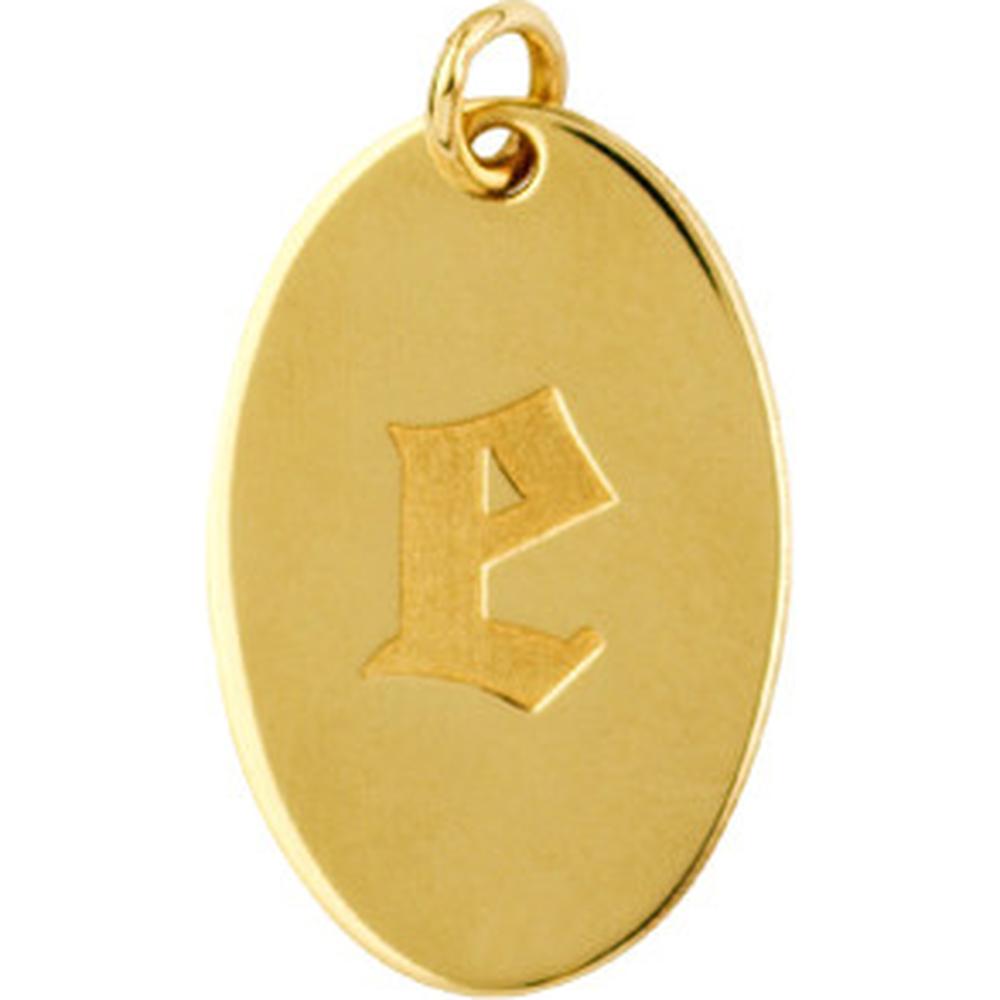 Olas d'Oro - 14K Yellow Gold Small Oval Engravable Charm - 1.65g