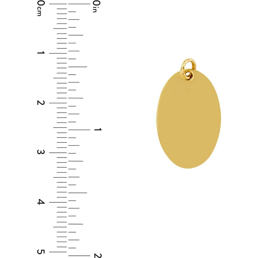 Olas d'Oro - 14K Yellow Gold Small Oval Engravable Charm - 1.65g