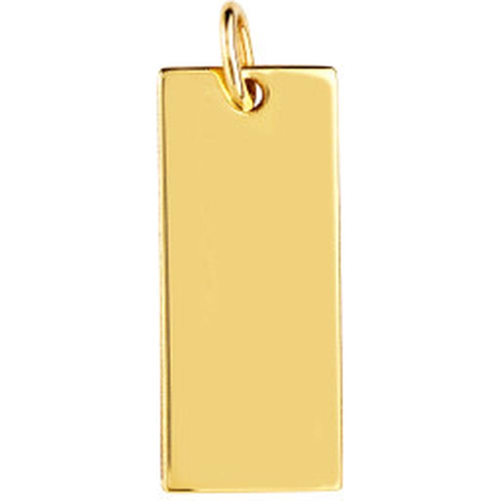 Olas d'Oro - 14K Yellow Gold Small Rectangular Engravable Charm 8.50x20mm