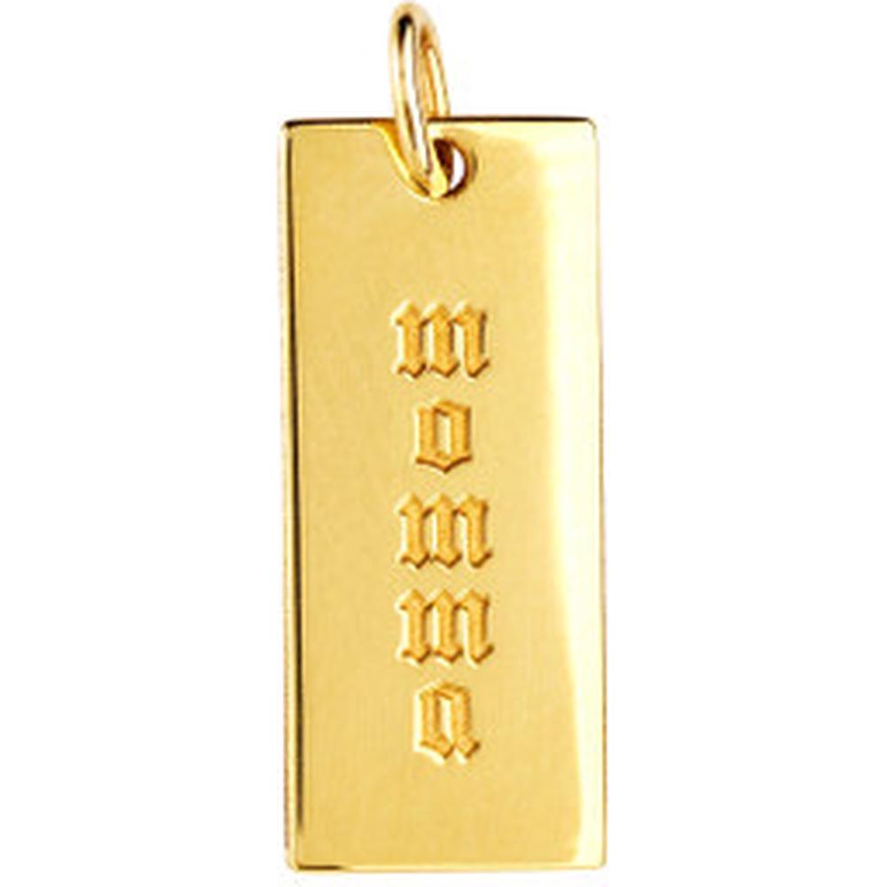 Olas d'Oro - 14K Yellow Gold Small Rectangular Engravable Charm 8.50x20mm