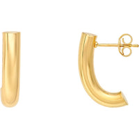 Olas d'Oro - 14K Yellow Gold Small Round J Hoop Earrings - 1.60g Total Weight