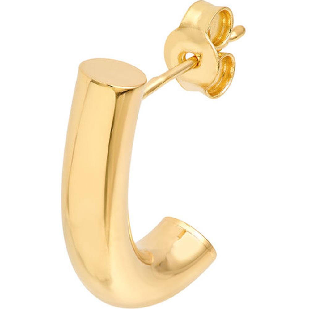 Olas d'Oro - 14K Yellow Gold Small Round J Hoop Earrings - 1.60g Total Weight