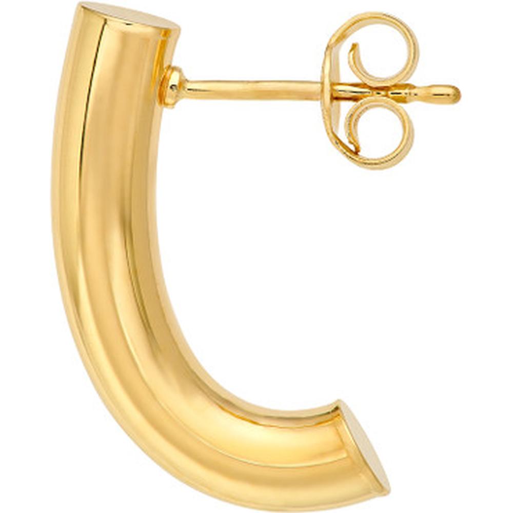 Olas d'Oro - 14K Yellow Gold Small Round J Hoop Earrings - 1.60g Total Weight