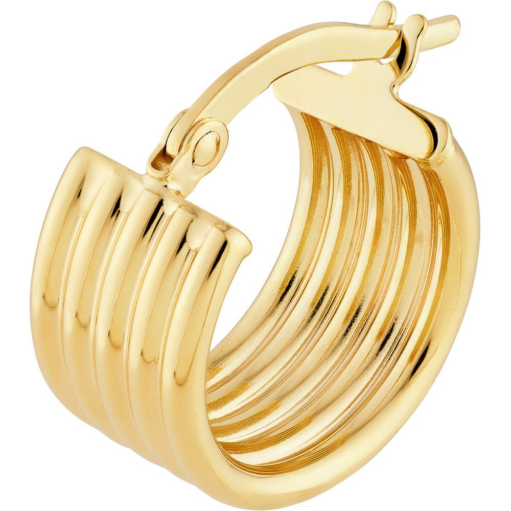 Olas d'Oro - 14K Yellow Gold Small Round Ribbed Hoop Earrings - 2.20 Grams Total Weight