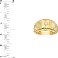 Olas d'Oro - 14K Yellow Gold Small Shrimp Band Ring with Diamond Accent - 1/20tcw