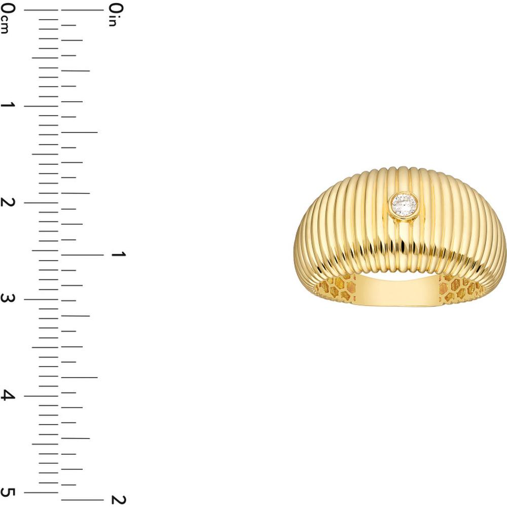 Olas d'Oro - 14K Yellow Gold Small Shrimp Band Ring with Diamond Accent - 1/20tcw
