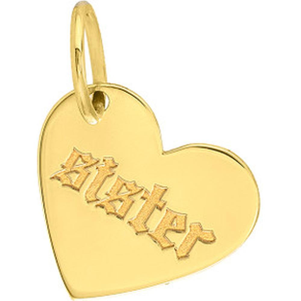 Olas d'Oro - 14K Yellow Gold Small Slanted Heart Engravable Charm - 0.95 Grams