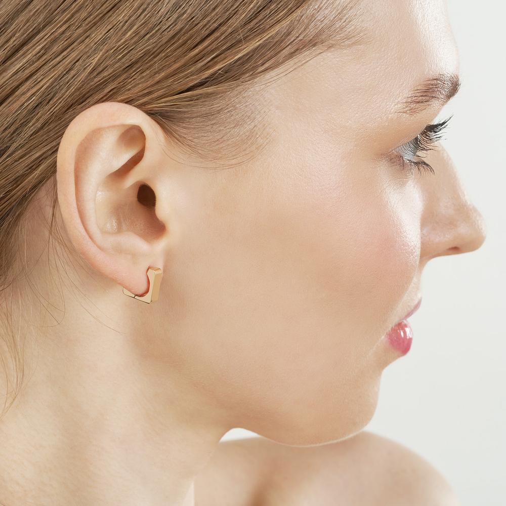 Olas d'Oro - 14K Yellow Gold Small Square Hoop Earrings - 2.70 Grams Total Weight
